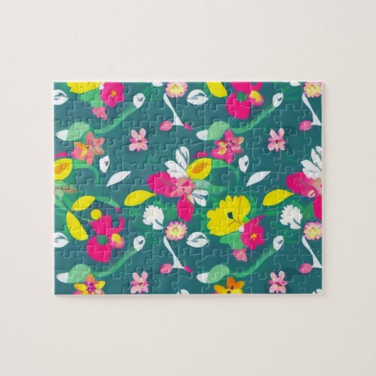 Puzzle Fleurs Jaunes et Fleurs Roses motif (Horizontal)