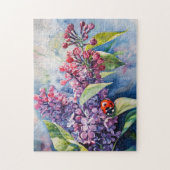 Puzzle Fleurs Lilac Violet Vibrant Ladybug (Vertical)
