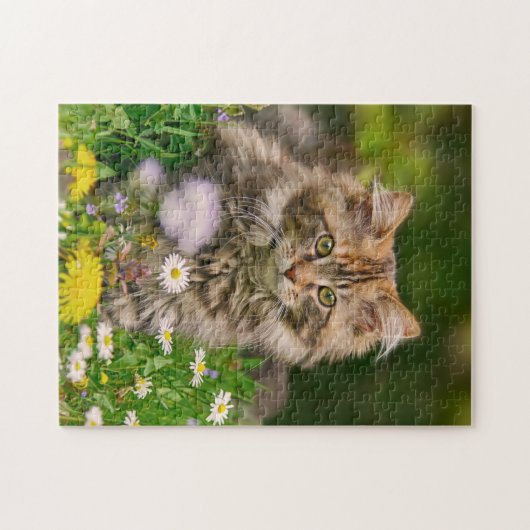 Puzzle Fleurs mignonnes de chat de chaton de ragondin du (Horizontal)