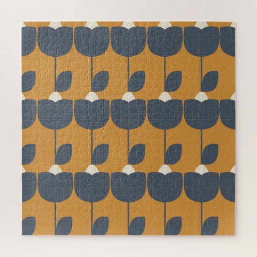 Puzzle Fleurs modernes rétro : Scandinave Géométrique. (Vertical)