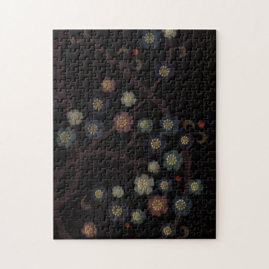 Puzzle Fleurs multicolores sur fond noir (Vertical)