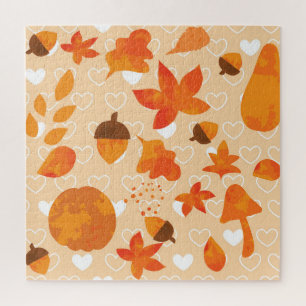Puzzle Fleurs orange : Motif Doodle à la main.