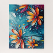 Puzzle Fleurs oranges abstraites aquarelle (Vertical)