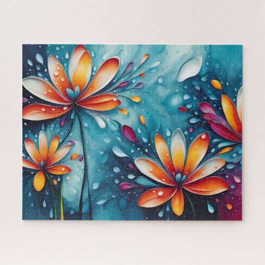 Puzzle Fleurs oranges abstraites aquarelle (Horizontal)