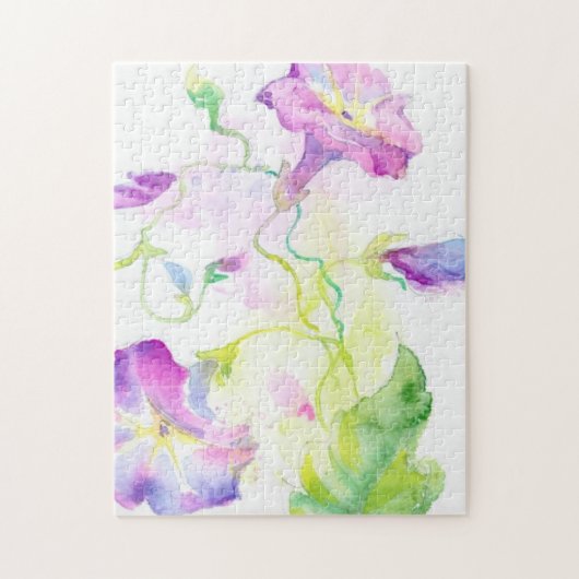 Puzzle Fleurs peintes de convolvule d'aquarelle (Vertical)