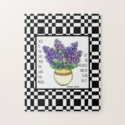 Puzzle Fleurs peintes, Psaume 118:24, damier retour (Vertical)