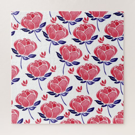 Puzzle Fleurs printanières, aquarelle motif sans couture. (Vertical)