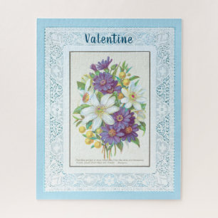 Puzzle Fleurs Romantiques Vintage Broderie Anglaise Bordu