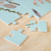 Puzzle Fleurs rose pâle sur bleu clair (Côté)