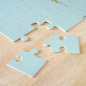 Puzzle Fleurs rose pâle sur bleu clair (Côté)