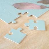 Puzzle Fleurs rose pâle sur bleu clair (Côté)