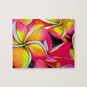 Puzzle Fleurs roses au néon d'art de plage de Plumeria de (Horizontal)