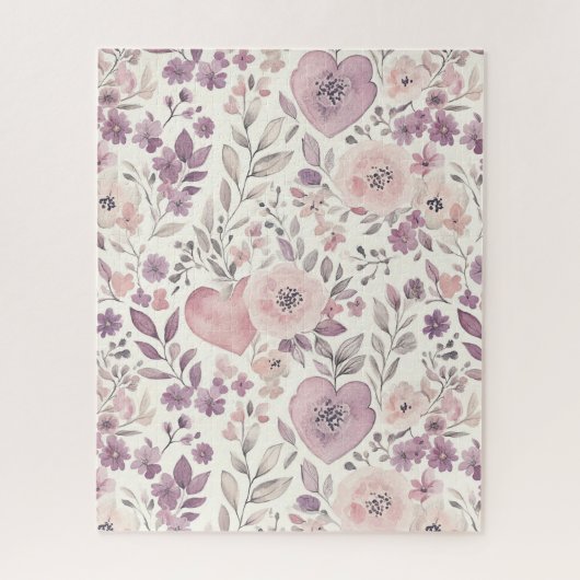Puzzle Fleurs roses blush violettes (Vertical)