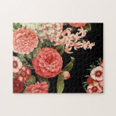 Puzzle fleurs roses botaniques vintages modernes (Horizontal)