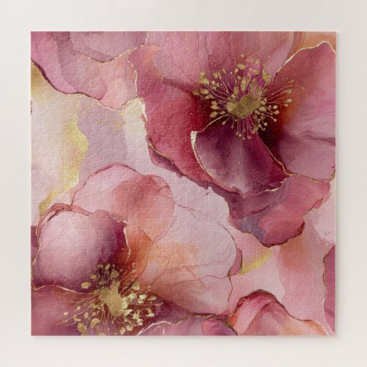 Puzzle Fleurs roses Bourgogne (Horizontal)