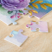 Puzzle Fleurs roses chaudes mignonette bébé éléphant et m (Côté)