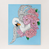 Puzzle Fleurs roses cygnes blanches (Vertical)