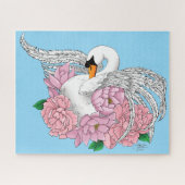 Puzzle Fleurs roses cygnes blanches (Horizontal)