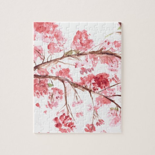 Puzzle Fleurs roses de cerisier Sakura Asiatique Japonais (Vertical)