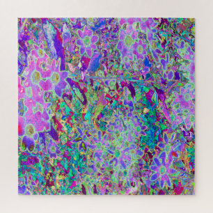 Puzzle Fleurs roses et violettes abstraites psychédélique