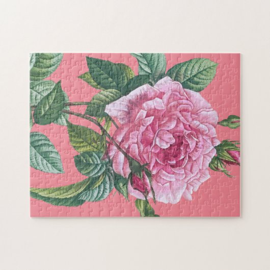 Puzzle Fleurs roses roses avec Feuilles verts (Horizontal)