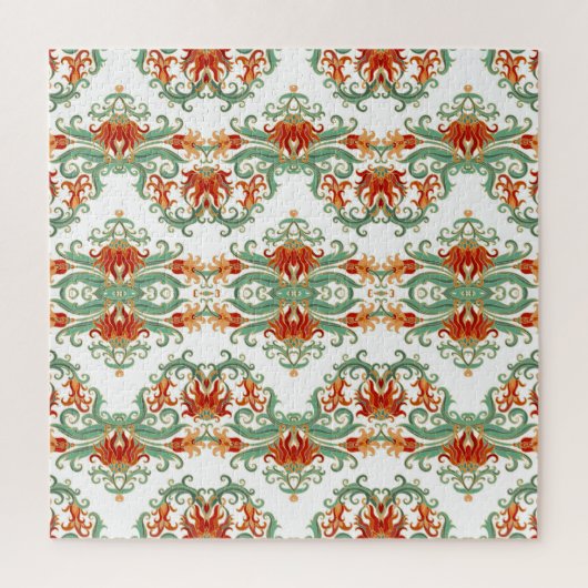Puzzle Fleurs rouges style chinois (Vertical)
