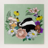 Puzzle Fleurs sauvages Badger Champignons vert (Vertical)