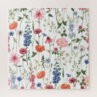 Puzzle Fleurs sauvages d'été, aquarelle motif sans coutur