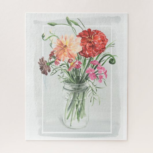 Puzzle Fleurs sauvages d'été - Rose & Rouge (Vertical)