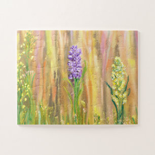 Puzzle Fleurs sauvages pastel dans une prairie dorée