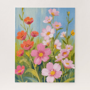 Puzzle Fleurs sauvages roses   Peinture florale à l'aquar
