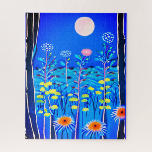 Puzzle Fleurs sauvages sous Pleine lune