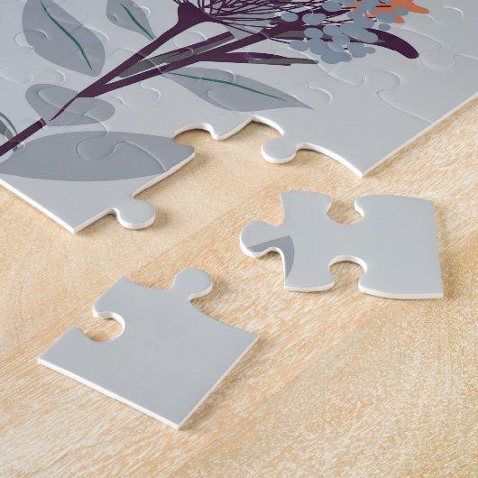 Puzzle Fleurs sauvages sur bleu, motif botanique. (Côté)