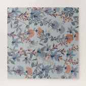Puzzle Fleurs sauvages sur bleu, motif botanique. (Horizontal)