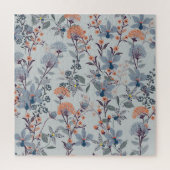 Puzzle Fleurs sauvages sur bleu, motif botanique. (Vertical)