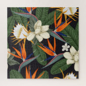 Puzzle Fleurs tropicales, arrière - plan foncé, sans cout (Vertical)