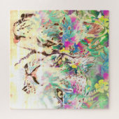 Puzzle Fleurs tropicales du léopard des neiges animal haw (Horizontal)