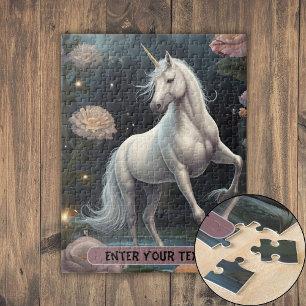 Puzzle Fleurs Unicorne Blanches Personnalisées