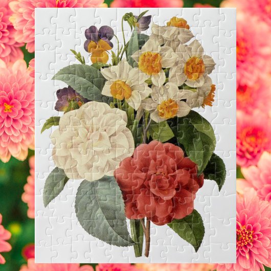 Puzzle Fleurs vintages, Camellias et Narcisse, Redoute