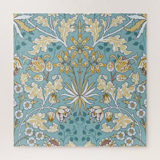 Puzzle Fleurs vintages, feuillage bleu clair transparent (Vertical)