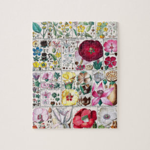 Puzzle Fleurs vintages Pink Nature Art unique