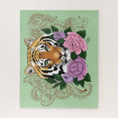 Puzzle Fleurs violettes roses au henné de tigre (Vertical)