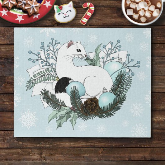 Puzzle Flocons de neige bleu Ermine blanche