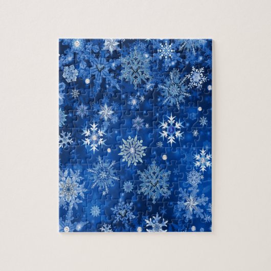 Puzzle Flocons de Noël Bleus et Argent (Vertical)