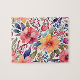 Puzzle Floral aux fleurs colorées d'aquarelle