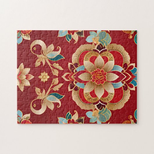 Puzzle floral chinois traditionnel complexe (Horizontal)