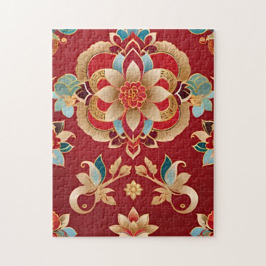 Puzzle floral chinois traditionnel complexe (Vertical)