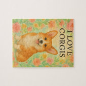 Puzzle floral de Corgi (Horizontal)