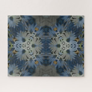 Puzzle Floral de marguerite bleu antique