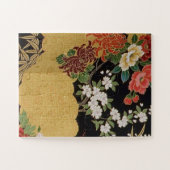 Puzzle Floral d'or et de noir oriental japonais Kimono (Horizontal)